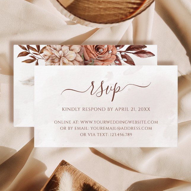 Terracotta Flowers Boho Fall Wedding Online OSA Tilläggskort (Skapare uppladdad)