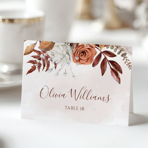Terracotta Flowers Boho Fall Wedplace Card Bordsnummer