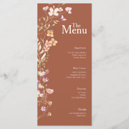 Terracotta Flowers Bröllop Event Menu Bord Decor Meny