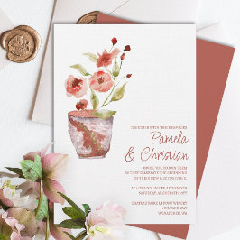 Terracotta Flowers, Clay Pot Wedding Investigation Inbjudningar