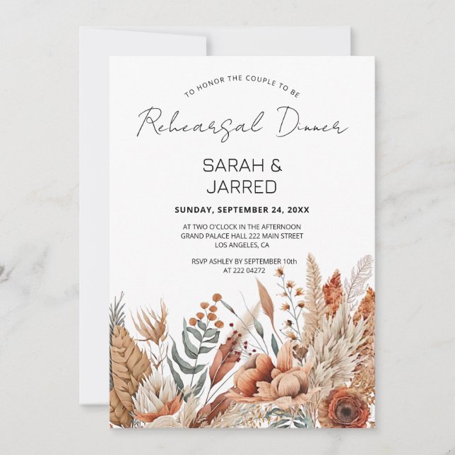 Terracotta Flowers Rehearsal Inbjudningar (Framsida)