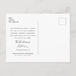 Terracotta Foliage Funeral Tack Namn & Date Vykort