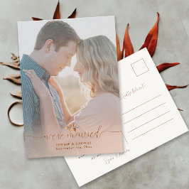 Terracotta Foliage Photo Elopement Announcement Vykort