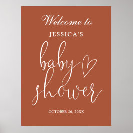 Terracotta Gender Neutral Baby Shower Välkomstteck Poster