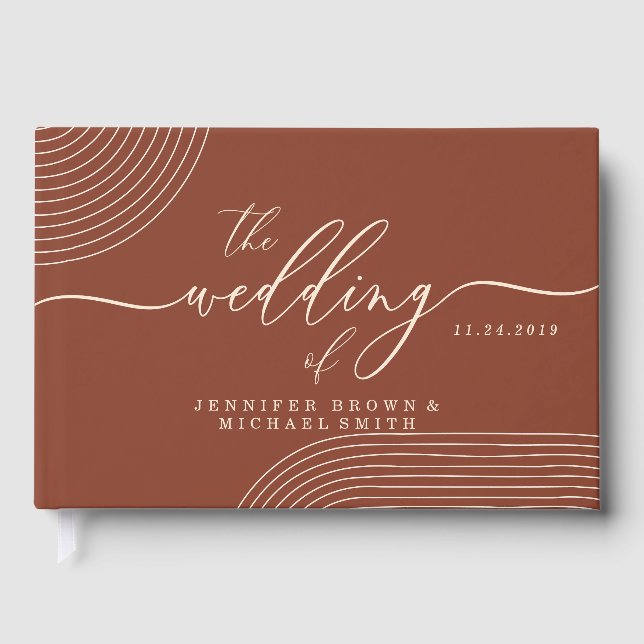 Terracotta Geometric Line Art Gästböcker (Framsida)