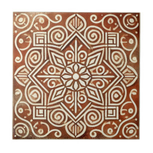 Terracotta Geometric Mönster Ceramic Tile Kakelplatta