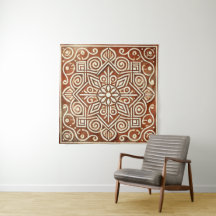 Terracotta Geometric Mönster Wall Tapestry