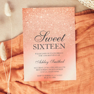 Terracotta glitter ombre metallisk chic Söt 16 Inbjudningar