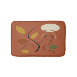 Terracotta Golden Leaves Contemporary Design  Badrumsmatta
