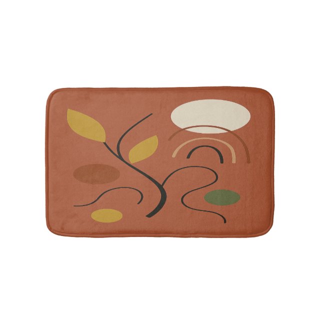 Terracotta Golden Leaves Contemporary Design  Badrumsmatta (Framsidan)