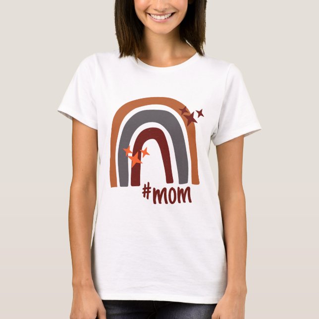 Terracotta Grått Bohemian Rainbow Personlig #mamma T Shirt (Framsida)
