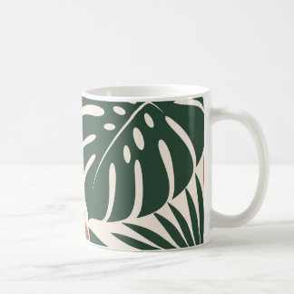 Terracotta Green Tropical Leaf Silhouette Kaffemugg