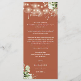 Terracotta Greenery Bröllop Tack ortkort Meny