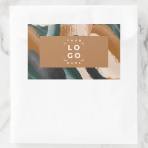 Terracotta, gröntens abstrakt målad med minimal mo rektangulärt klistermärke