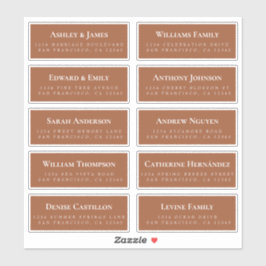 Terracotta Guest Adressetiketters ORDER 6" eller 8 Klistermärken