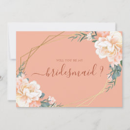 Terracotta Guld Blommigt blir min bridesmaid Inbjudningar