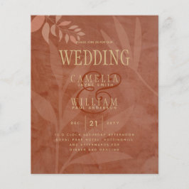 Terracotta Guld Fall Wedding Löv Modern Flygblad