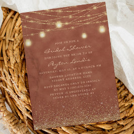 Terracotta Guld Glitter String Light Möhippa Inbjudningar