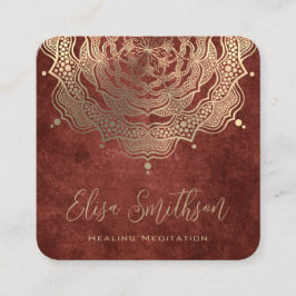 Terracotta & Guld Mandala Reiki Healing Meditation Fyrkantigt Visitkort