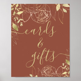 Terracotta & Guld Modern Blommigt Cards & Gifts Poster