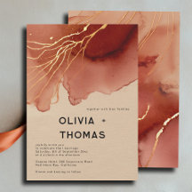 Terracotta Guld Modern Snyggt Beach Fall Wedding
