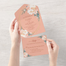 Terracotta Guld Peach Cream Blommigt Bröllop