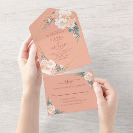 Terracotta Guld Peach Cream Blommigt Bröllop
