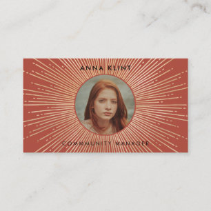 Terracotta & Guld sunburst ram art deco-foto Visitkort