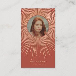 Terracotta & Guld sunburst ram art deco lodrät Visitkort