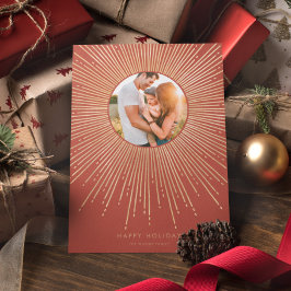 Terracotta & Guld Sunburst Ram Art Deco Photo Julkort