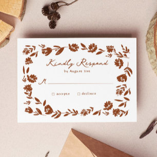 Terracotta Hand plockade Whimsical Flower Bröllop OSA Kort