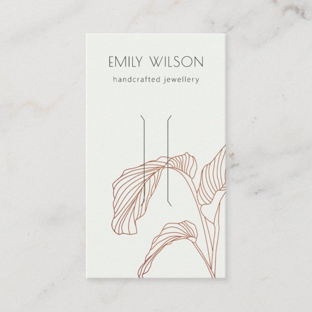 Terracotta Handflatan Leafy Sketch Hair Clip Visni Visitkort (Framsida)