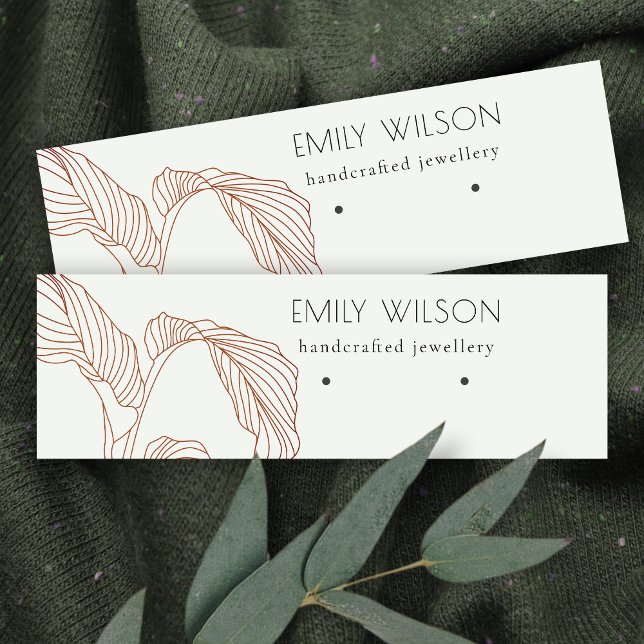 Terracotta Handflatan Löv Sketch Stud Earring Visn Mini Visitkort (Skapare uppladdad)