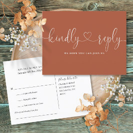 Terracotta Hjärtformad Skript Sångförfrågan RSVP Inbjudan Vykort