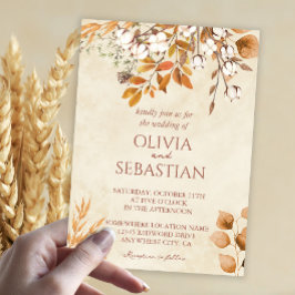 Terracotta Höst löv Boho Fall Wedding Inbjudningar