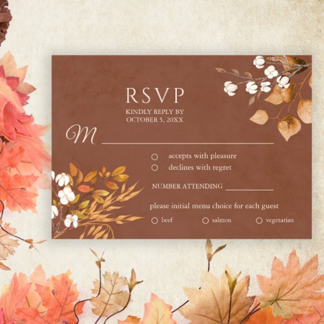 Terracotta Höst löv Boho Fall Wedding OSA Kort (Skapare uppladdad)
