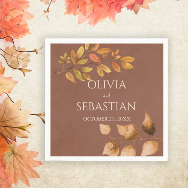 Terracotta Höst löv Boho Fall Wedding Pappersservett (Skapare uppladdad)