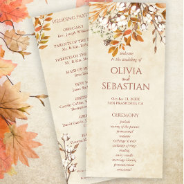 Terracotta Höst löv Boho Fall Wedding Program
