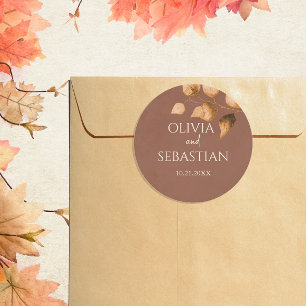 Terracotta Höst löv Boho Fall Wedding Runt Klistermärke