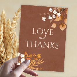 Terracotta Höst löv Boho Fall Wedding Tack Kort
