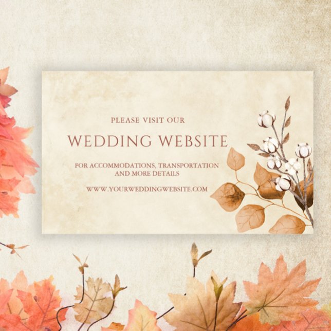 Terracotta Höst löv Boho Fall Wedding webbplats Tilläggskort (Skapare uppladdad)