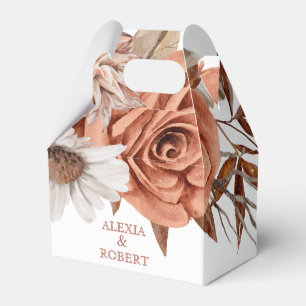 Terracotta höstblommor arrangemangare bröllop presentaskar