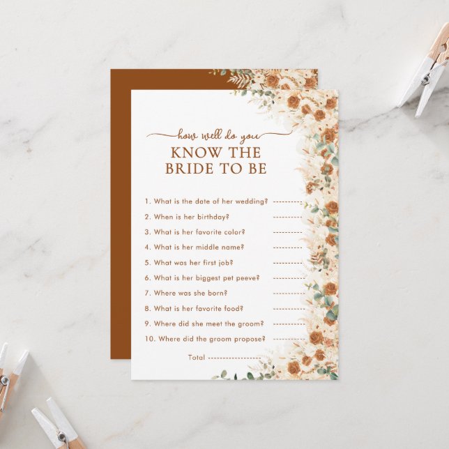 Terracotta How Well Do You Know the Bride Game (Fram/Back In Situ)