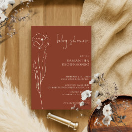 Terracotta Indie Flower Daisy Baby Shower Inbjudningar