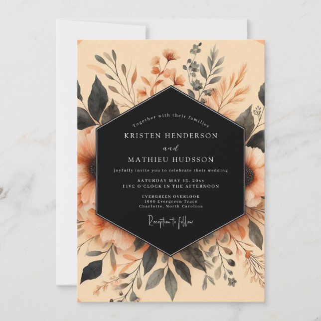 Terracotta Inky Botanical Wedding Inbjudningar (Framsida)