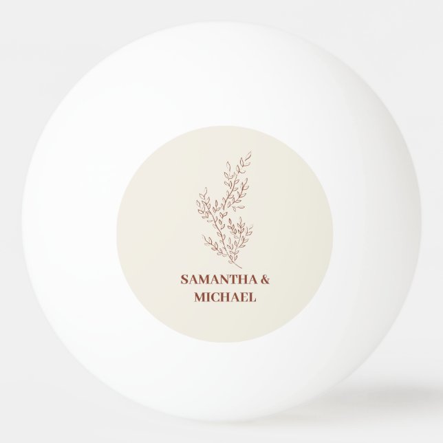 Terracotta Ivory Beige Ivy Flower Bröllop Games Pingisboll (Framsidan)