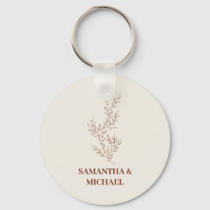 Terracotta Ivory Beige Ivy Flower Tiny Bröllop Nyckelring