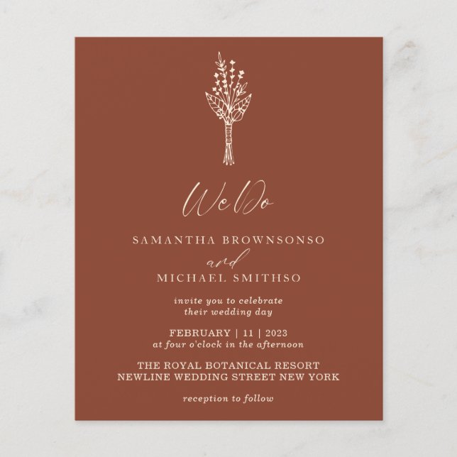 Terracotta Ivory Modern Budget We Do Botanical Flygblad (Framsidan)