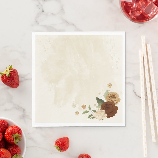 Terracotta-jordton blommigt bröllop pappersservett (Insitu)