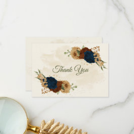 Terracotta-jordtonens marina blommigt greenery brö tack kort